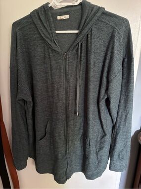Maurices Heathered Dark Green Zip-Up Hoodie
